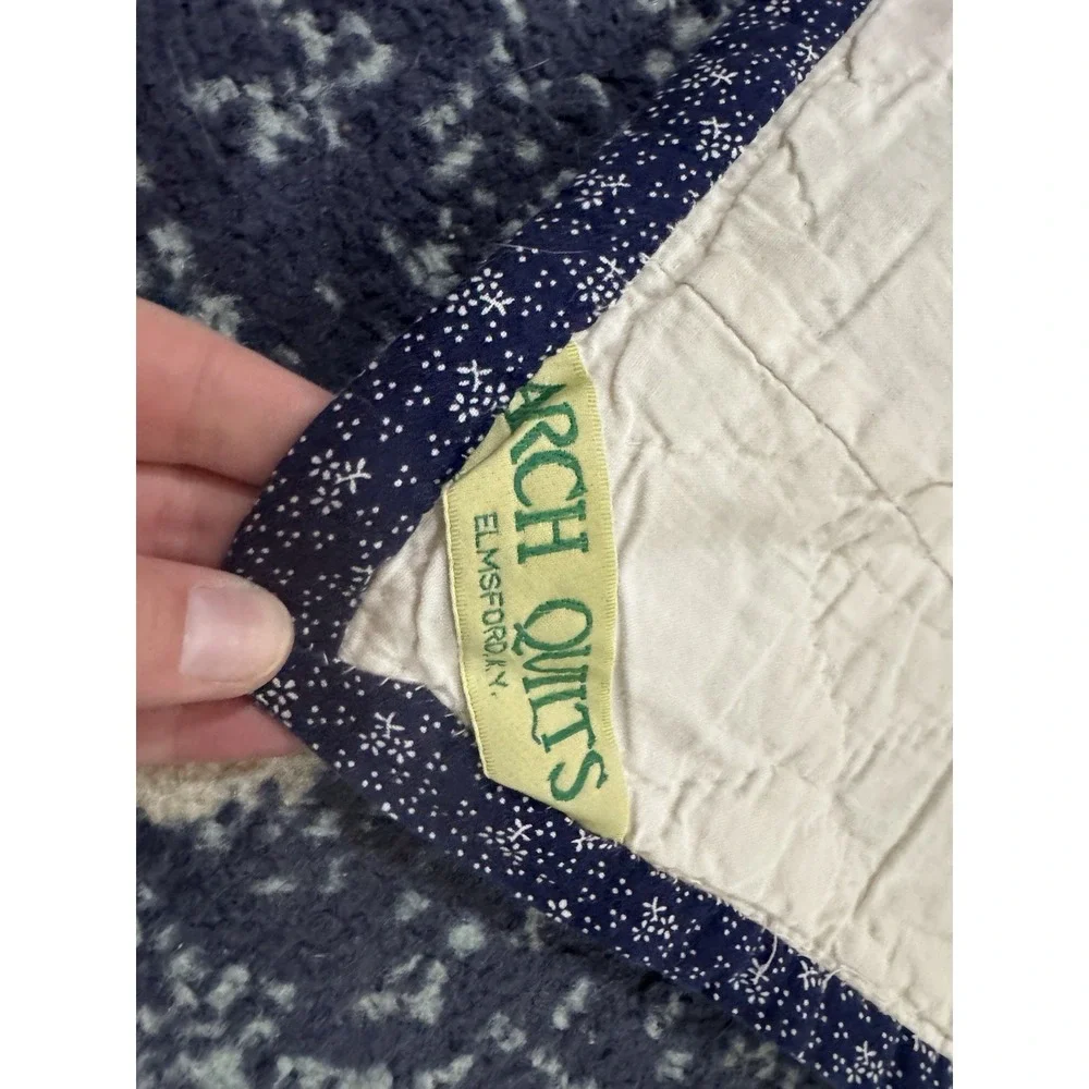 VTG Arch Quilts Elmsford NY Broken Star Patchwork Hand Quilted 92x82 Cottage